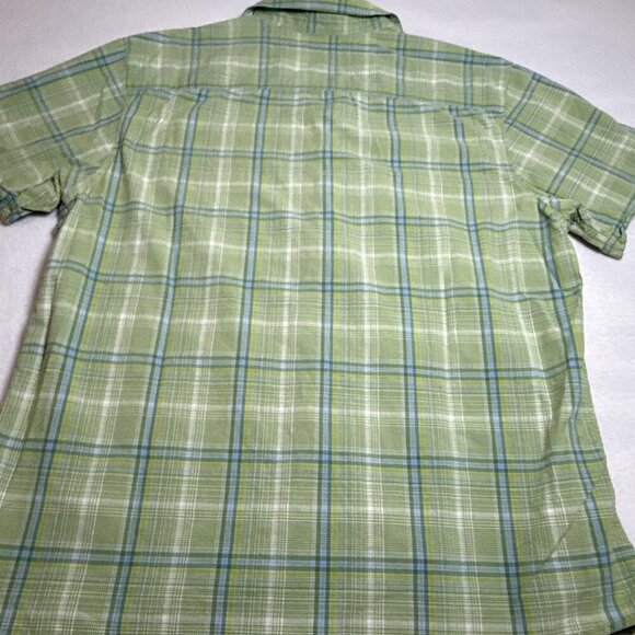 Columbia Shirt Mens Large Short Sleeve Plaid Green Button Front Pocket - Picture 8 of 9